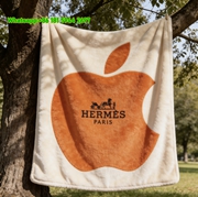 Hermès Leather Texture Apple Flannel Fleece Throw Blanket IMG_5006